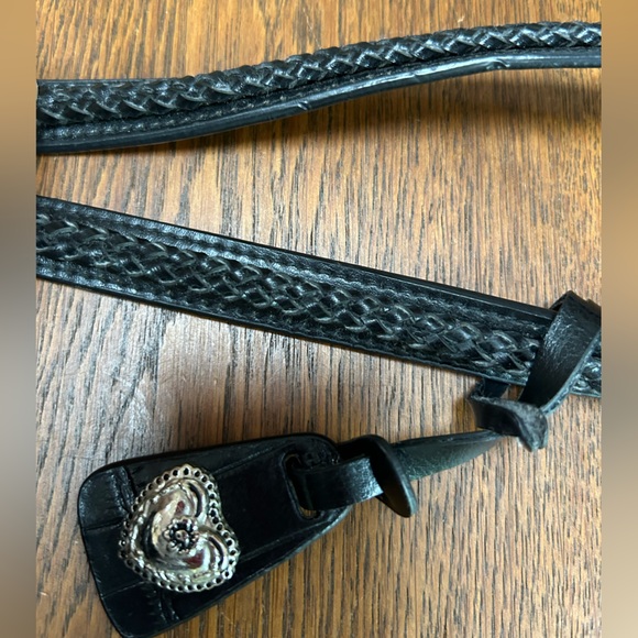 MC Marc Chantal Tooled Embossed Leather Crossbody Handbag Boho Bag. Black/silver - Picture 7 of 10